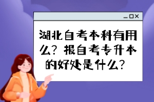 湖北自考本科有用么？報(bào)自考專升本的好處是什么？