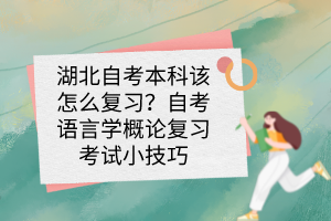 湖北自考本科該怎么復(fù)習(xí)？自考語言學(xué)概論復(fù)習(xí)考試小技巧