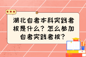 湖北自考本科實踐考核是什么？怎么參加自考實踐考核？