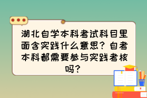 湖北自學本科考試科目里面含實踐什么意思？自考本科都需要參與實踐考核嗎？