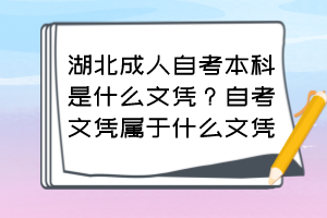 湖北成人自考本科是什么文憑？自考文憑屬于什么文憑？