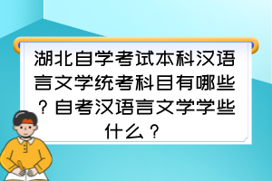湖北自學(xué)考試本科漢語(yǔ)言文學(xué)統(tǒng)考科目有哪些？自考漢語(yǔ)言文學(xué)學(xué)些什么？