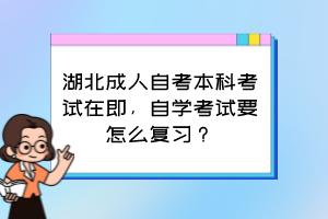 湖北成人自考本科考試在即，自學(xué)考試要怎么復(fù)習(xí)？