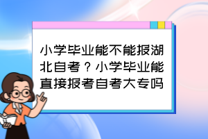 小學(xué)畢業(yè)能不能報(bào)湖北自考？小學(xué)畢業(yè)能直接報(bào)考自考大專嗎？