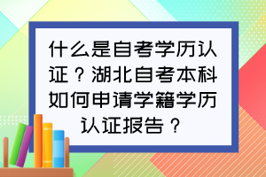 什么是自考學歷認證？湖北自考本科如何申請學籍學歷認證報告？