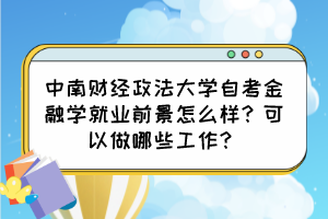 中南財經(jīng)政法大學(xué)自考金融學(xué)就業(yè)前景怎么樣？可以做哪些工作？