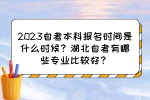 2023自考本科報(bào)名時(shí)間是什么時(shí)候？湖北自考有哪些專業(yè)比較好？
