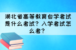 湖北省高等教育自學考試是什么考試？入學考試怎么考？
