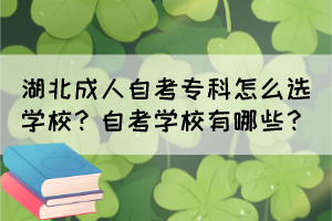 湖北成人自考?？圃趺催x學校？自考學校有哪些？