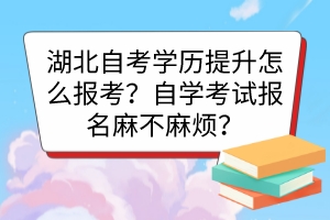湖北自考學(xué)歷提升怎么報考？自學(xué)考試報名麻不麻煩？