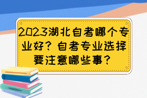 2023湖北自考哪個專業(yè)好？自考專業(yè)選擇要注意哪些事？