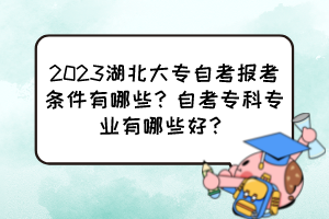 2023湖北大專自考報(bào)考條件有哪些？自考?？茖I(yè)有哪些好？