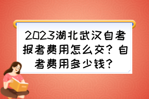 2023湖北武漢自考報考費(fèi)用怎么交？自考費(fèi)用多少錢？