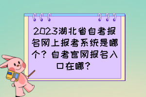 2023湖北省自考報名網(wǎng)上報考系統(tǒng)是哪個？自考官網(wǎng)報名入口在哪？