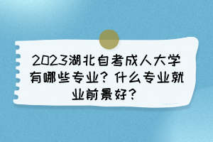 2023湖北自考成人大學(xué)有哪些專業(yè)？什么專業(yè)就業(yè)前景好？