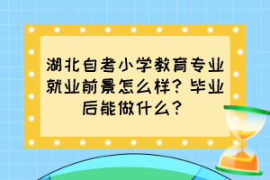 湖北自考小學(xué)教育專業(yè)就業(yè)前景怎么樣？畢業(yè)后能做什么？