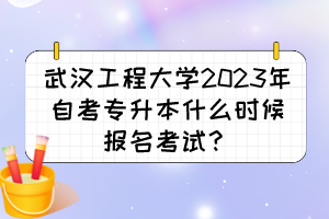 武漢工程大學2023年自考專升本什么時候報名考試？
