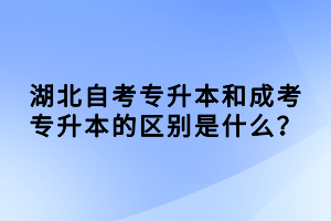 湖北自考專(zhuān)升本和成考專(zhuān)升本的區(qū)別是什么？