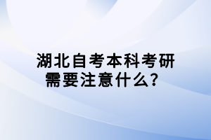 湖北自考本科考研需要注意什么？