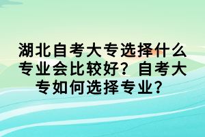 湖北自考大專選擇什么專業(yè)會比較好？自考大專如何選擇專業(yè)？
