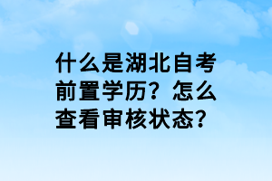 什么是湖北自考前置學(xué)歷？怎么查看審核狀態(tài)？
