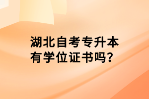 湖北自考專(zhuān)升本有學(xué)位證書(shū)嗎？
