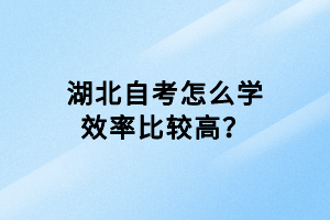 湖北自考怎么學(xué)效率比較高？