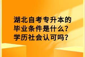 湖北自考專升本的畢業(yè)條件是什么？學歷社會認可嗎？