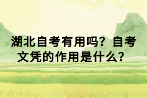 湖北自考有用嗎？自考文憑的作用是什么？