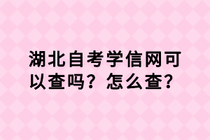湖北自考學信網可以查嗎？怎么查？