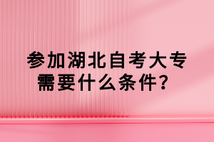 參加湖北自考大專需要什么條件？