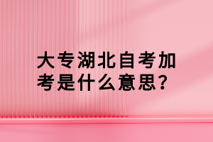 大專湖北自考加考是什么意思？