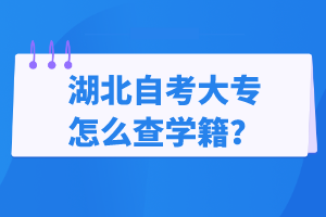 湖北自考大專怎么查學(xué)籍？