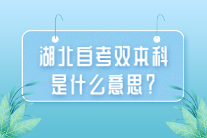 湖北自考雙本科是什么意思？