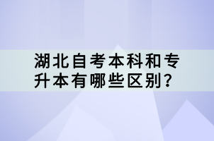 湖北自考本科和專升本有哪些區(qū)別？