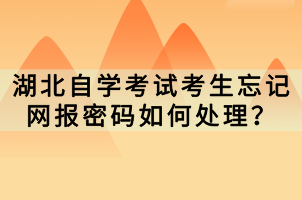 湖北自學考試考生忘記網(wǎng)報密碼如何處理？