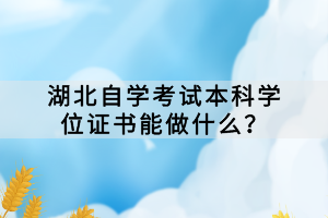 隨著社會(huì)的發(fā)展和科技的進(jìn)步，越來越多的人選擇通過自學(xué)考試來提升自己的學(xué)歷和能力。湖北自學(xué)考試作為一項(xiàng)重要的教育考試，對(duì)于廣大自學(xué)考試生來說具有重要意義。那么，湖北自學(xué)考試本科學(xué)位證書能做什么？