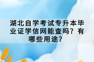 湖北自學考試專升本畢業(yè)證學信網(wǎng)能查嗎？有哪些用途？