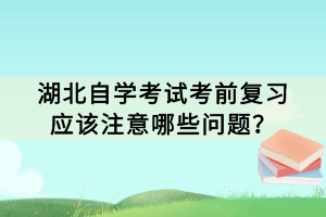 湖北自學考試考前復習應該注意哪些問題？
