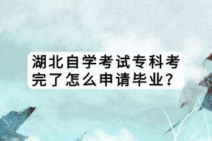 湖北自學考試?？瓶纪炅嗽趺瓷暾埉厴I(yè)？