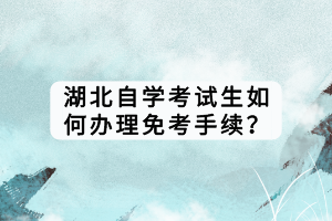 湖北自學考試生如何辦理免考手續(xù)？