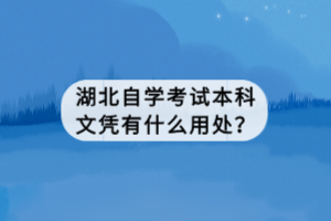 湖北自學考試本科文憑有什么用處？