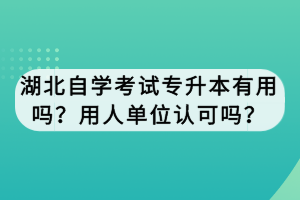 湖北自學(xué)考試專升本有用嗎？用人單位認(rèn)可嗎？