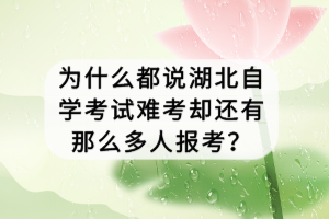為什么都說湖北自學考試難考卻還有那么多人報考？