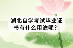 湖北自學(xué)考試畢業(yè)證書(shū)有什么用途呢？
