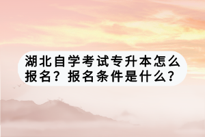 湖北自學(xué)考試專升本怎么報(bào)名？報(bào)名條件是什么？