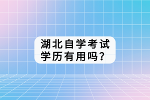 湖北自學(xué)考試學(xué)歷有用嗎？