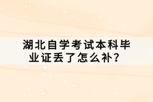 湖北自學考試本科畢業(yè)證丟了怎么補？