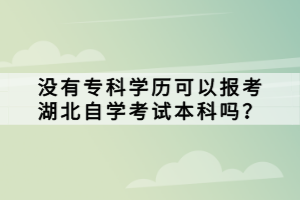 沒(méi)有?？茖W(xué)歷可以報(bào)考湖北自學(xué)考試本科嗎？