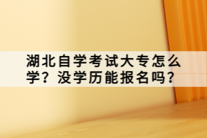 湖北自學(xué)考試大專怎么學(xué)？沒學(xué)歷能報(bào)名嗎？